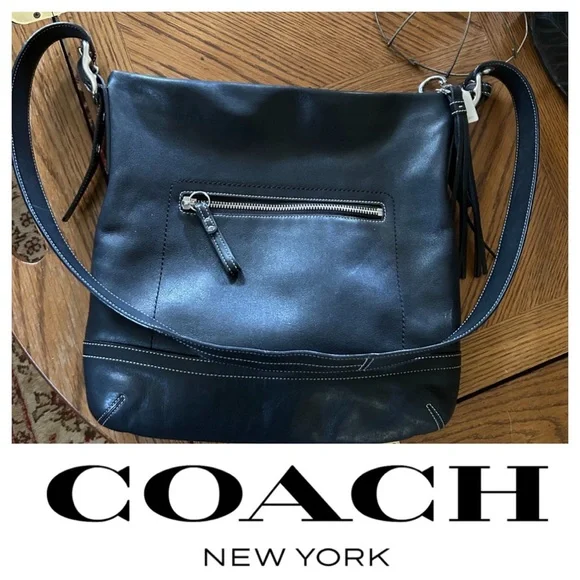 Vintage Coach Legacy Black Leather Shoulder Bag - Picture 2 of 15